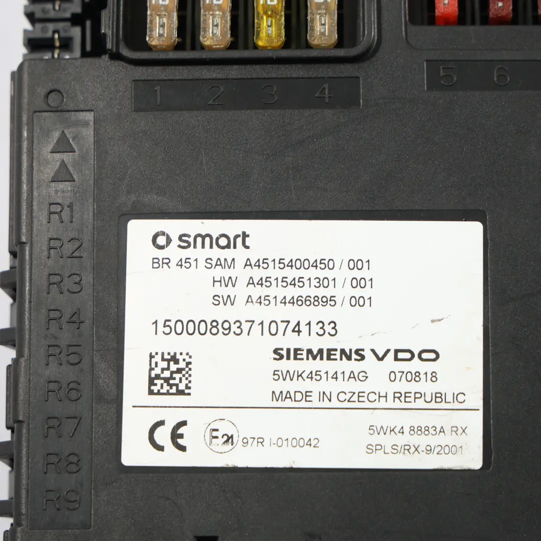 SAM Fuse Box Control Unit Module to Smart 451 with Part number A4515400450 Smart 451 SAM Fuse Box Control Unit Module - SKU A4515400450 - Part number A4515400450