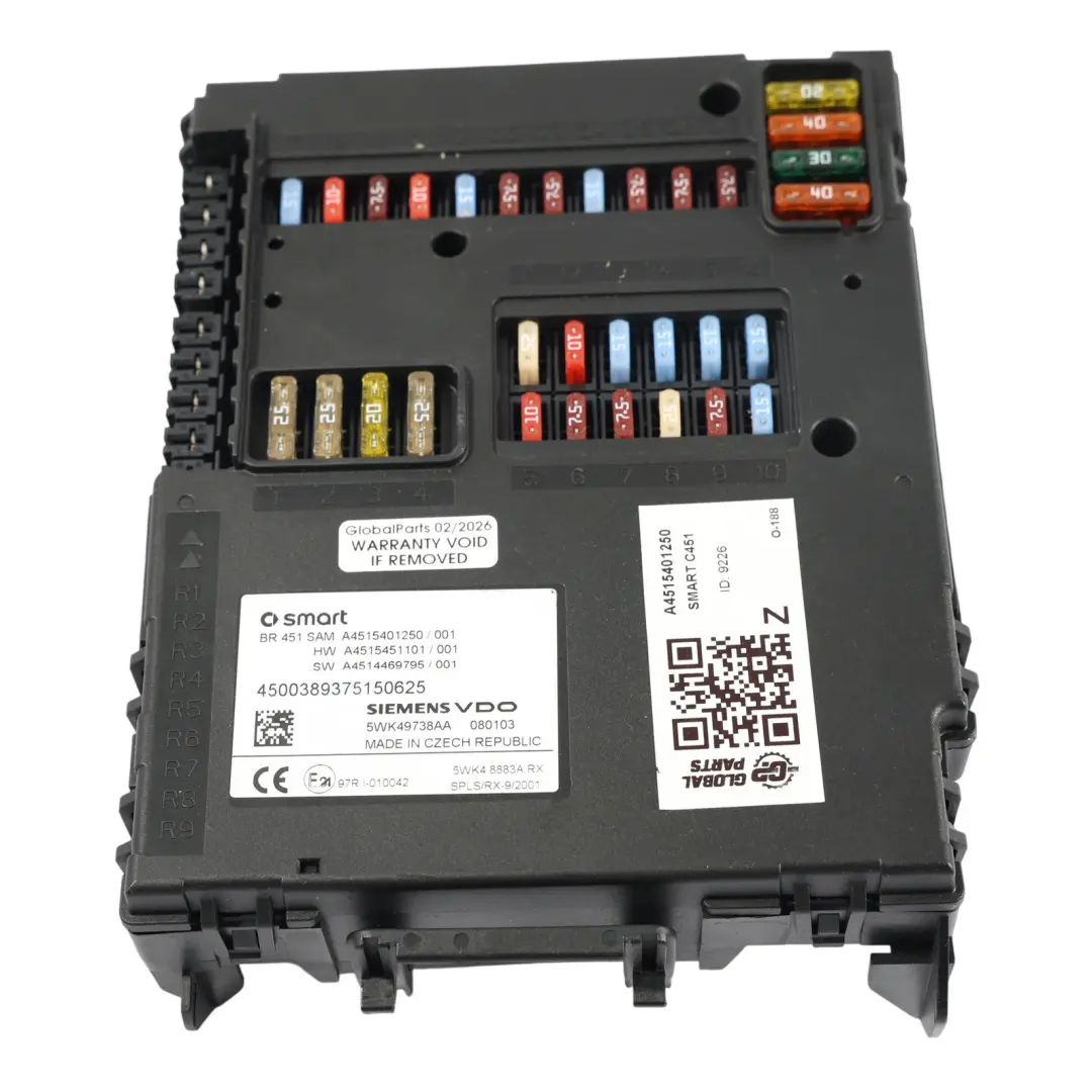 SAM BCM Scatola Dei Fusibili Modulo Unità Controllo Relè per Smart 451 con numero di parte A4515401250 Smart 451 SAM BCM Scatola Dei Fusibili Modulo Unità Controllo Relè - SKU A4515401250 - Numero di parte A4515401250