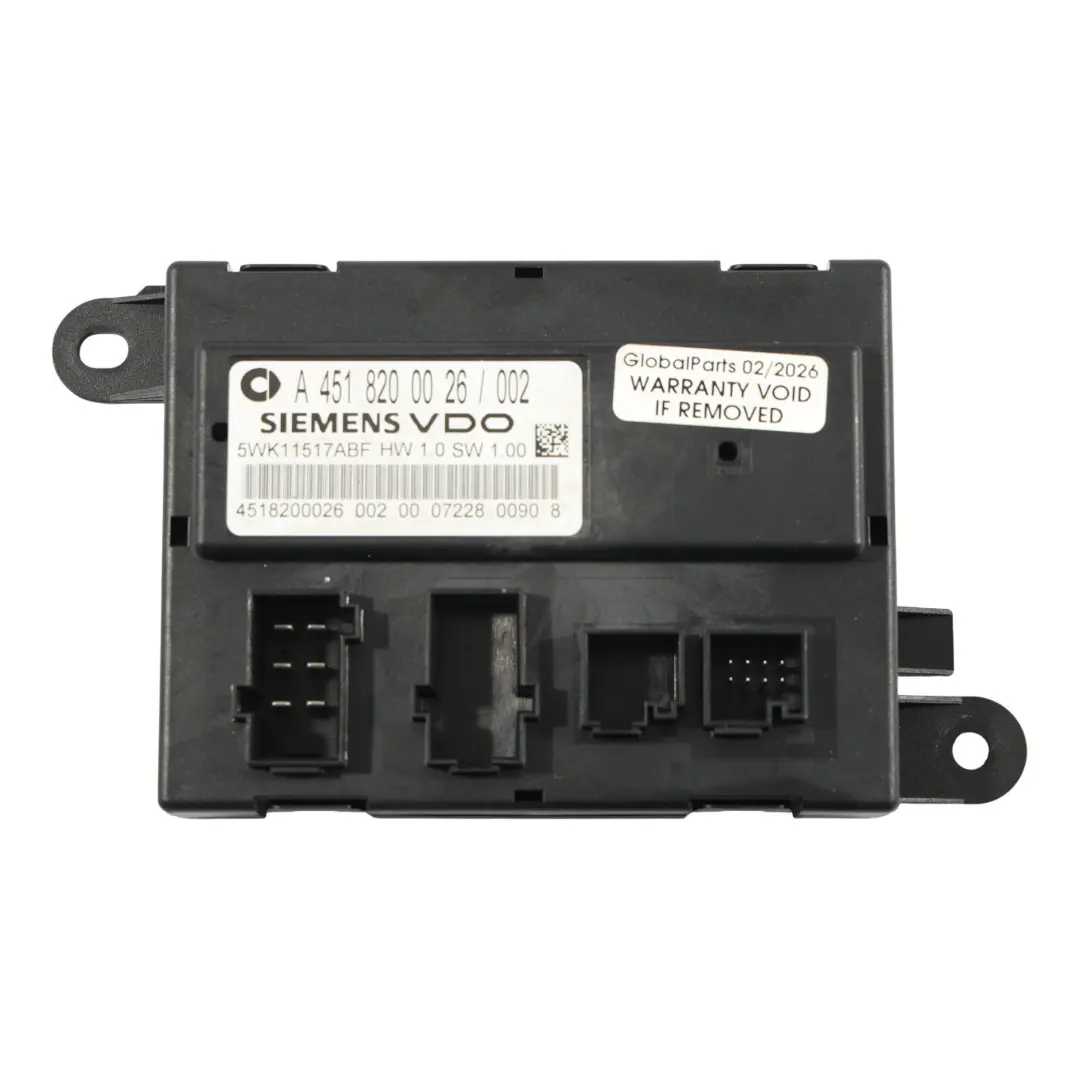 Smart 451 Módulo Cierre Centralizado Puertas Unidad Control ECU - SKU A4518200026 - Número de pieza A4518200026