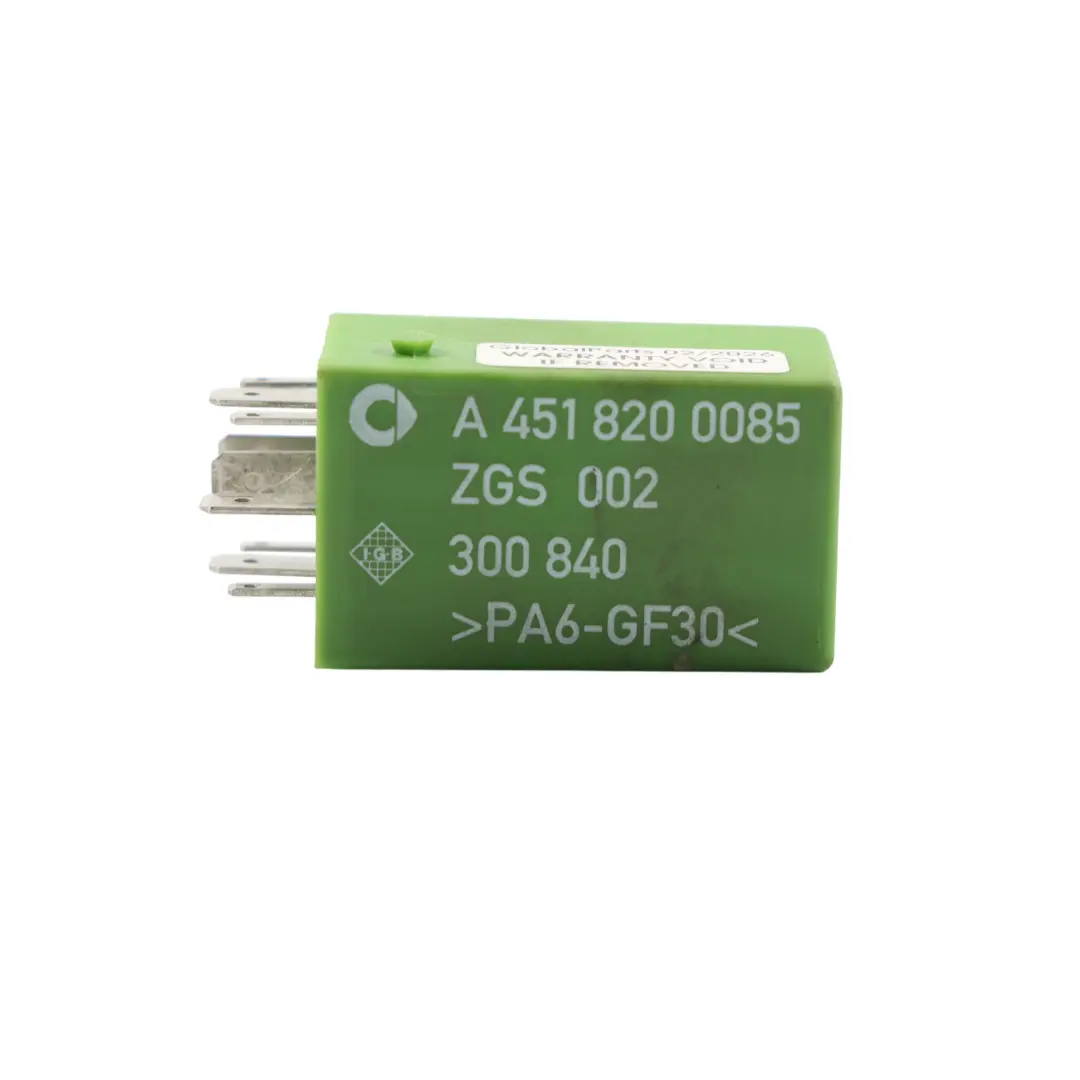 Heated Seat Control Relay Module 9 Pin Green to Smart Fortwo 451 with Part number A4518200085 Smart Fortwo 451 Heated Seat Control Relay Module 9 Pin Green - SKU A4518200085 - Part number A4518200085