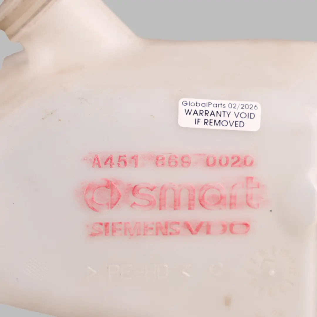 Windscreen Washer Tank Fluid Bottle Reservoir to Smart Fortwo 451 with Part number A4518690020 Smart Fortwo 451 Windscreen Washer Tank Fluid Bottle Reservoir - SKU A4518690020 - Part number A4518690020
