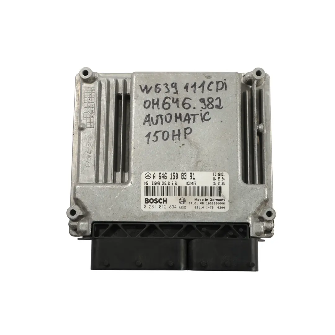 Mercedes W639 111CDI OM646 109HP Motor Control ECU Kit Automático - SKU A6461508391-1 - Número de pieza A6461508391