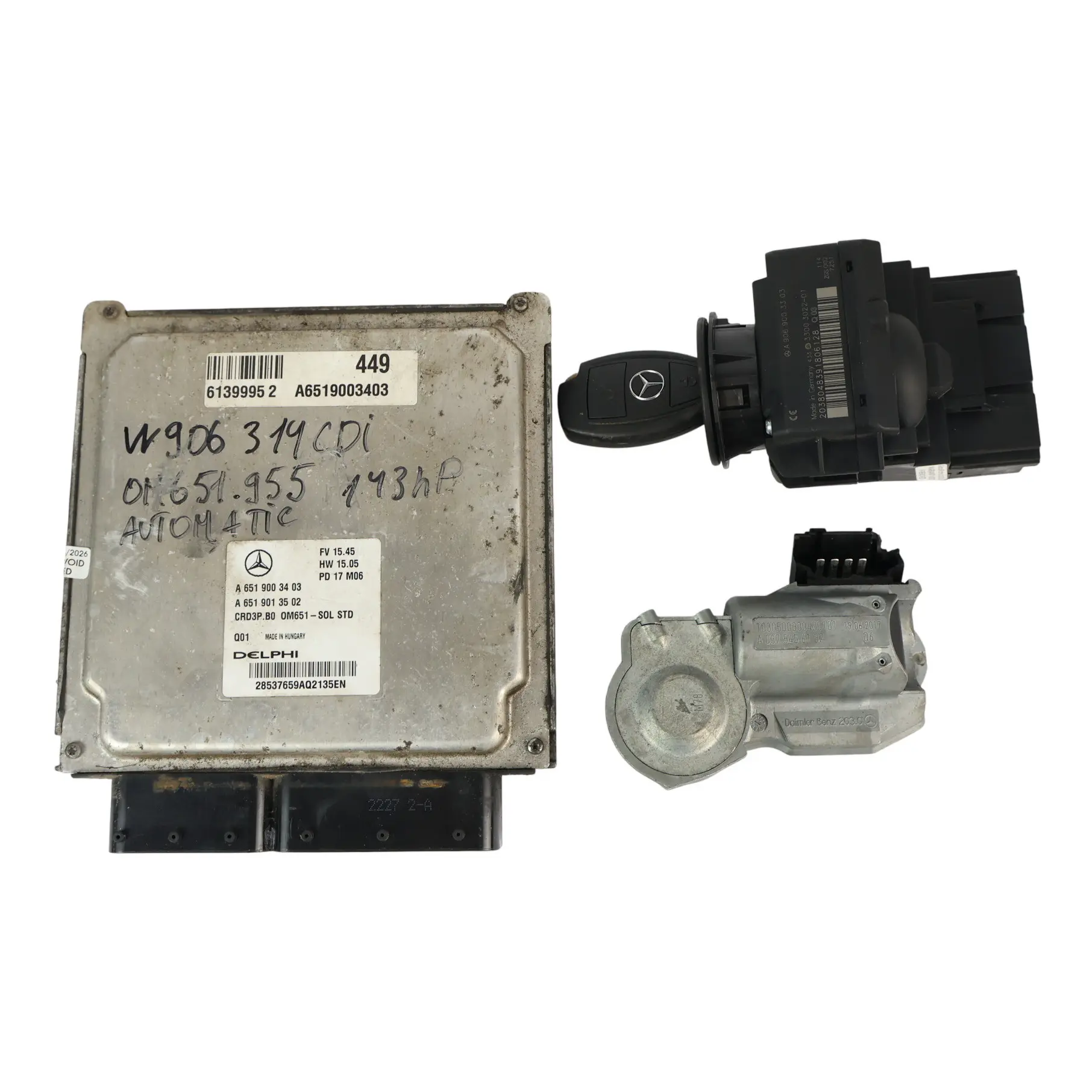 Mercedes W906 314CDI OM651 140HP Motore Modulo ECU Kit A6519003403 Automatico