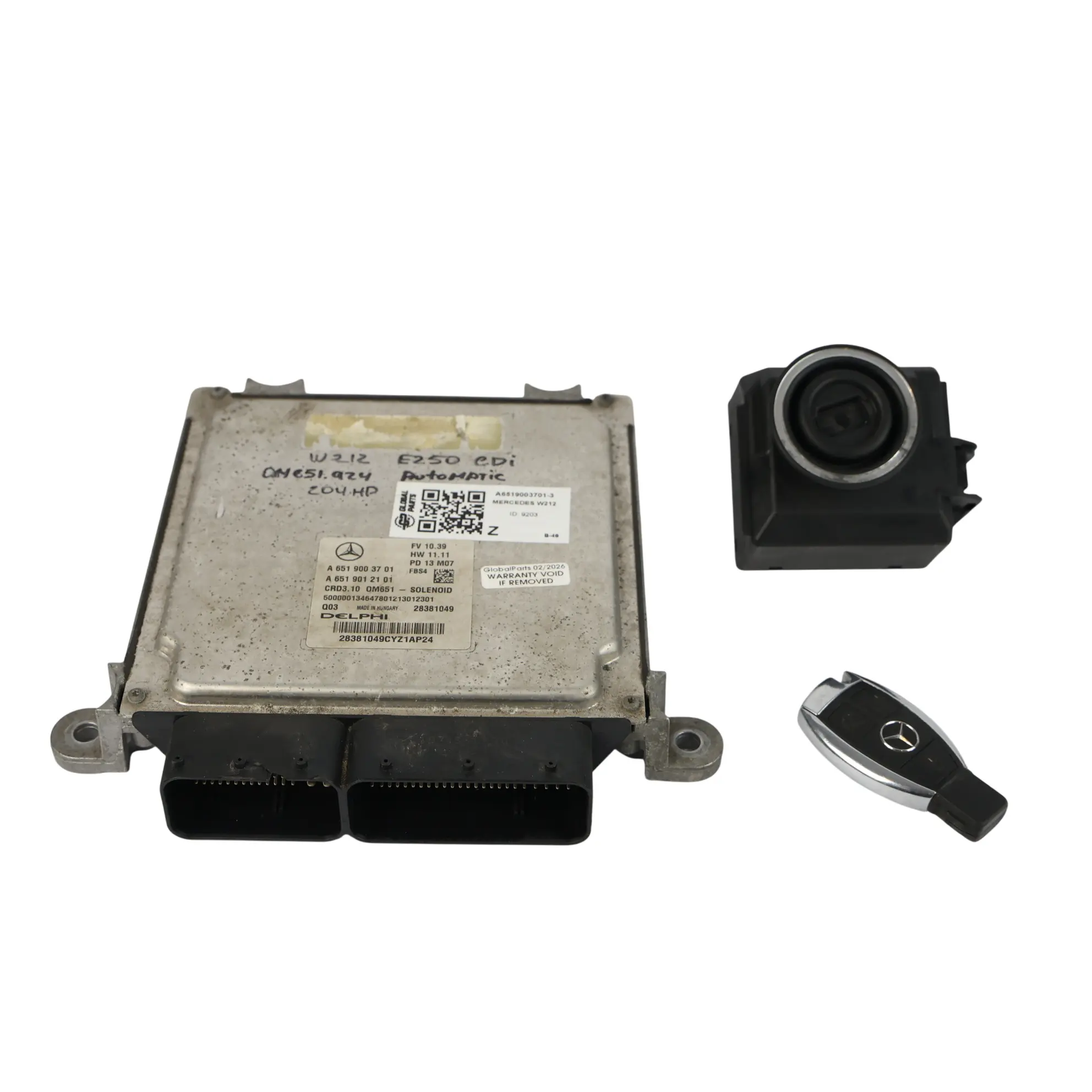 Mercedes W212 OM651.924 204HP Engine Control ECU Kit A6519003701 Automatic