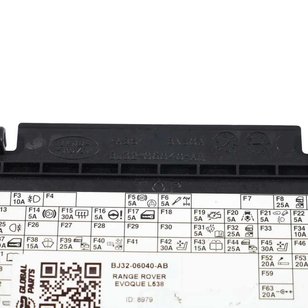 Range Rover Evoque L538 Storage Fuse Box Schema Cover Cap - SKU BJ32-06040-AB - Part number BJ32-06040-AB