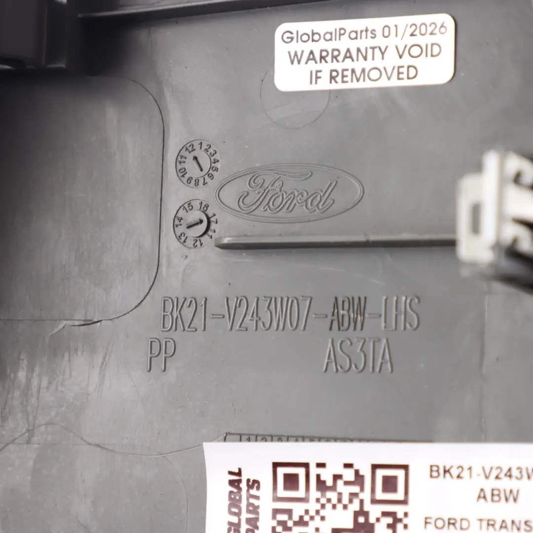 Mk8 Door B Pillar Cover Trim Left N/S to Ford Transit Custom with Part number BK21-V243W07-ABW Ford Transit Custom Mk8 Door B Pillar Cover Trim Left N/S - SKU BK21-V243W07-ABW - Part number BK21-V243W07-ABW