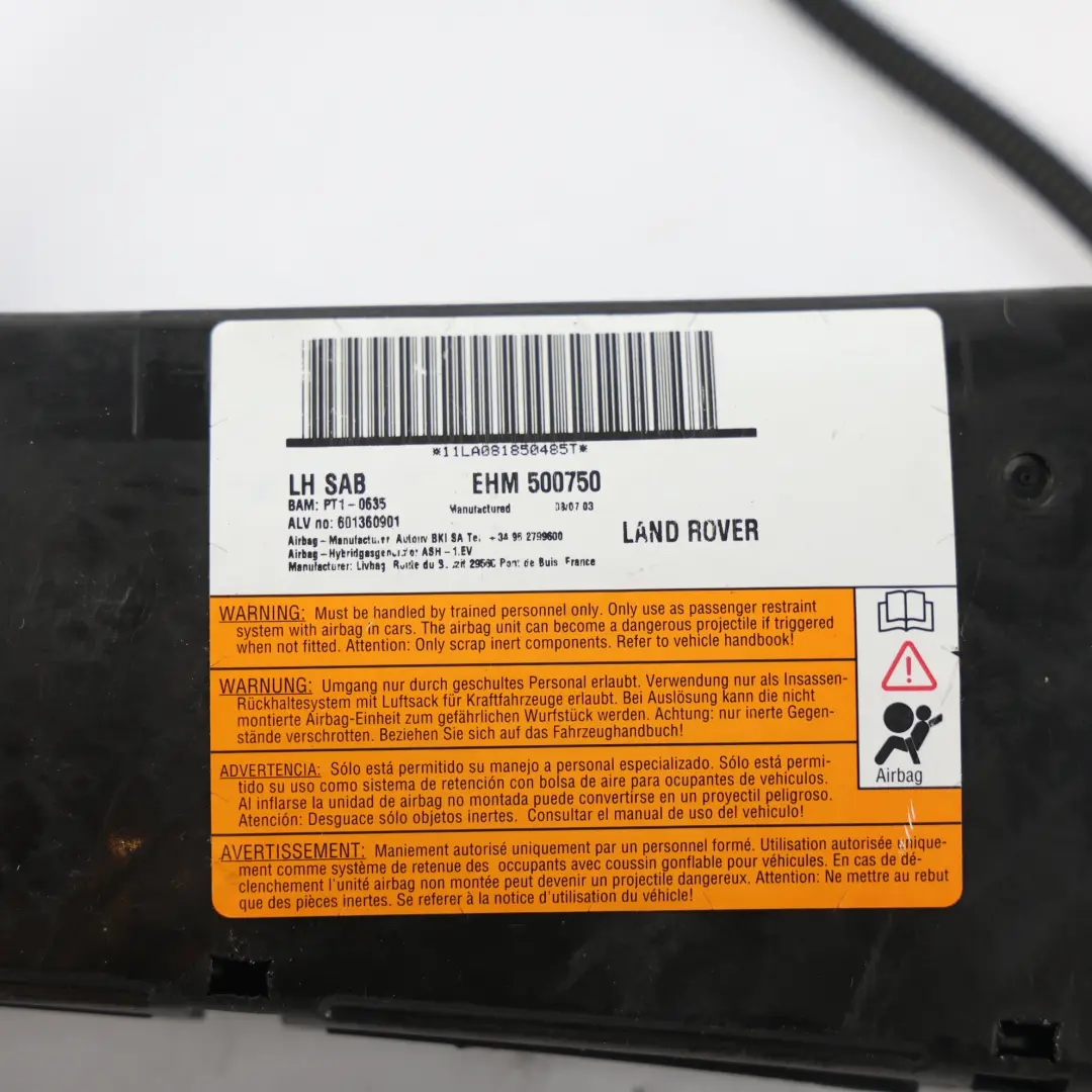 Land Rover Discovery 3 L319 Module Air Siège Avant Gauche - SKU EHM500750 - Numéro de pièce EHM500750