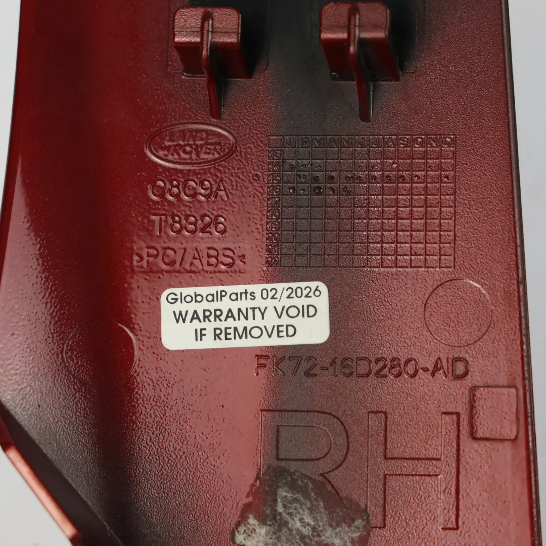 Land Rover L550 Modanatura Parafango Anteriore Destro Rosso 868 - SKU FK72-16D280-AD-FIRE - Numero di parte FK72-16D280-AD