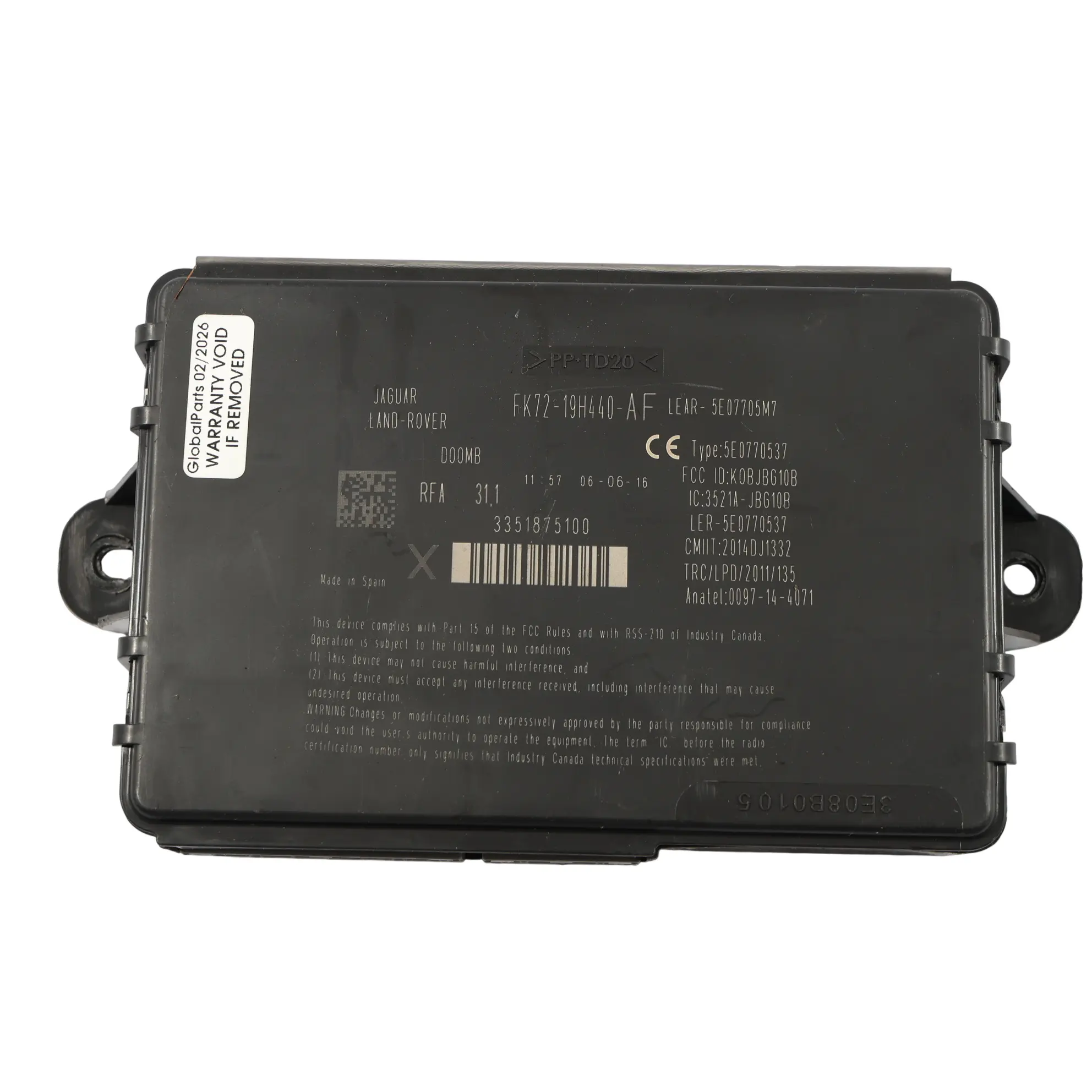 Land Rover Discovery Sport L550 Module Commande D'Entrée Sans Clé FK72-19H440-AF