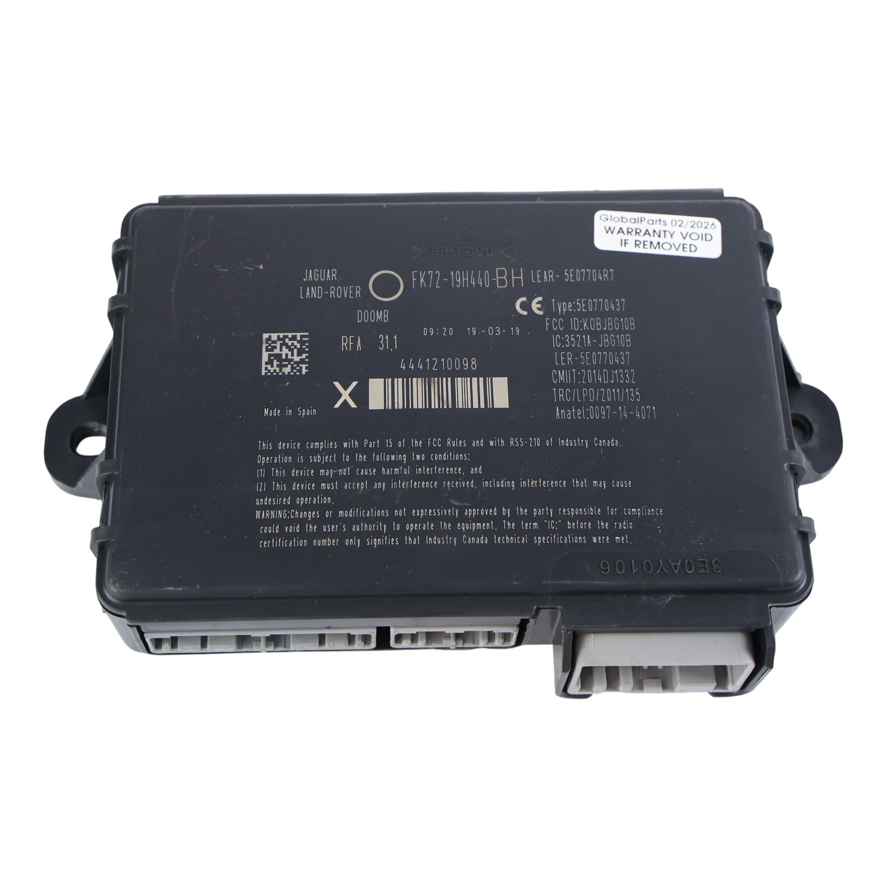 No Keyless Land Rover Discovery Sport L550 Keyless Module Control Unit FK72-19H440-BH
