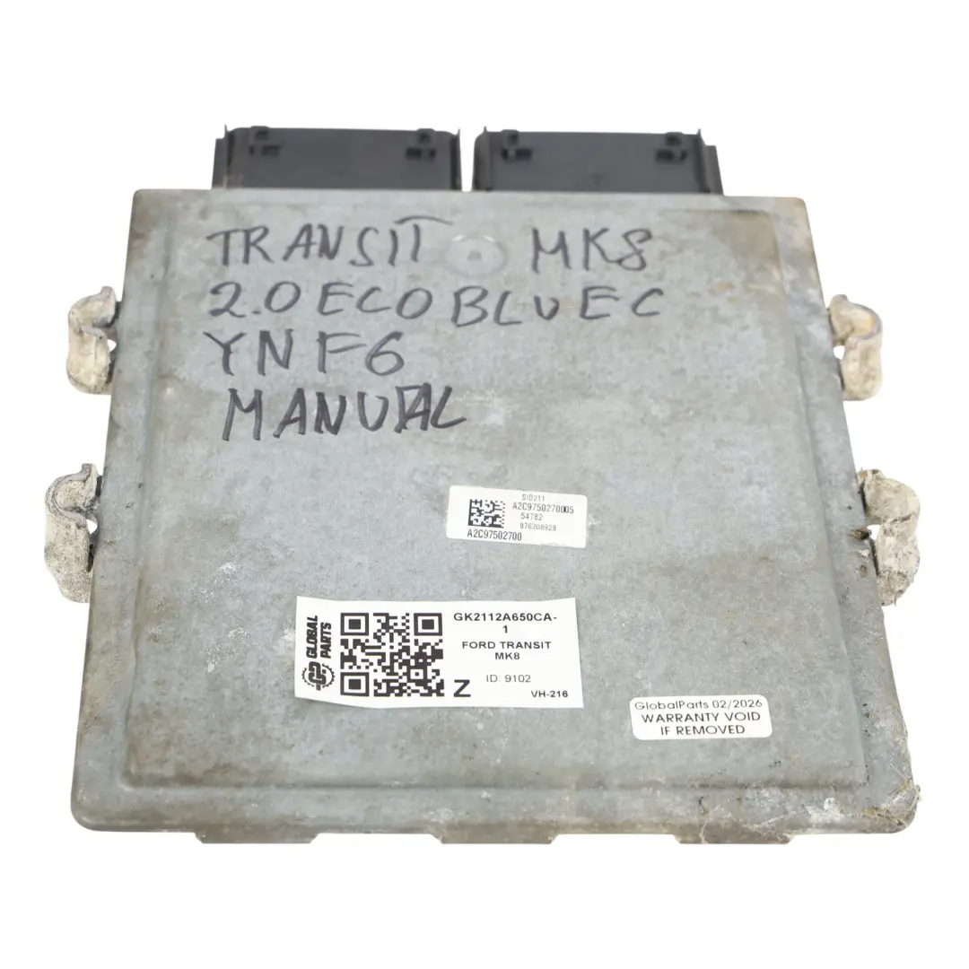 Ford Transit Mk8 2.0 Ecoblue 170CH Calculateur Moteur GK21-12A650-CA Automatique - SKU GK2112A650CA-1 - Numéro de pièce GK2112A650CA-1