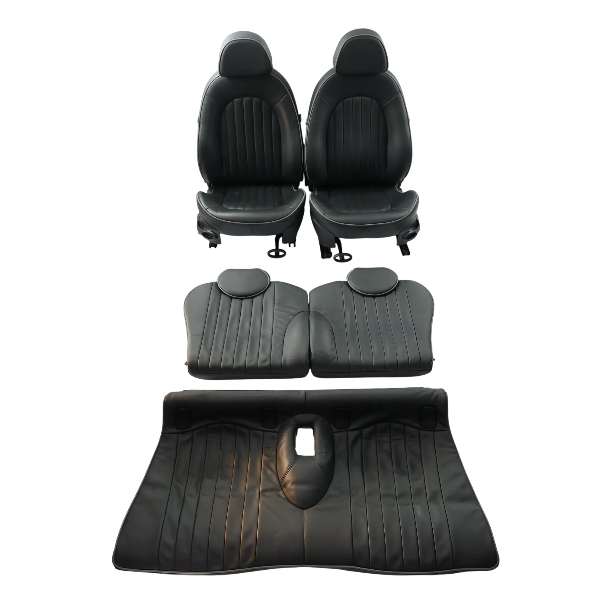 Mini R50 Asientos Cuero Inglés Park Lane Calefacción Panther Negro Trasero 