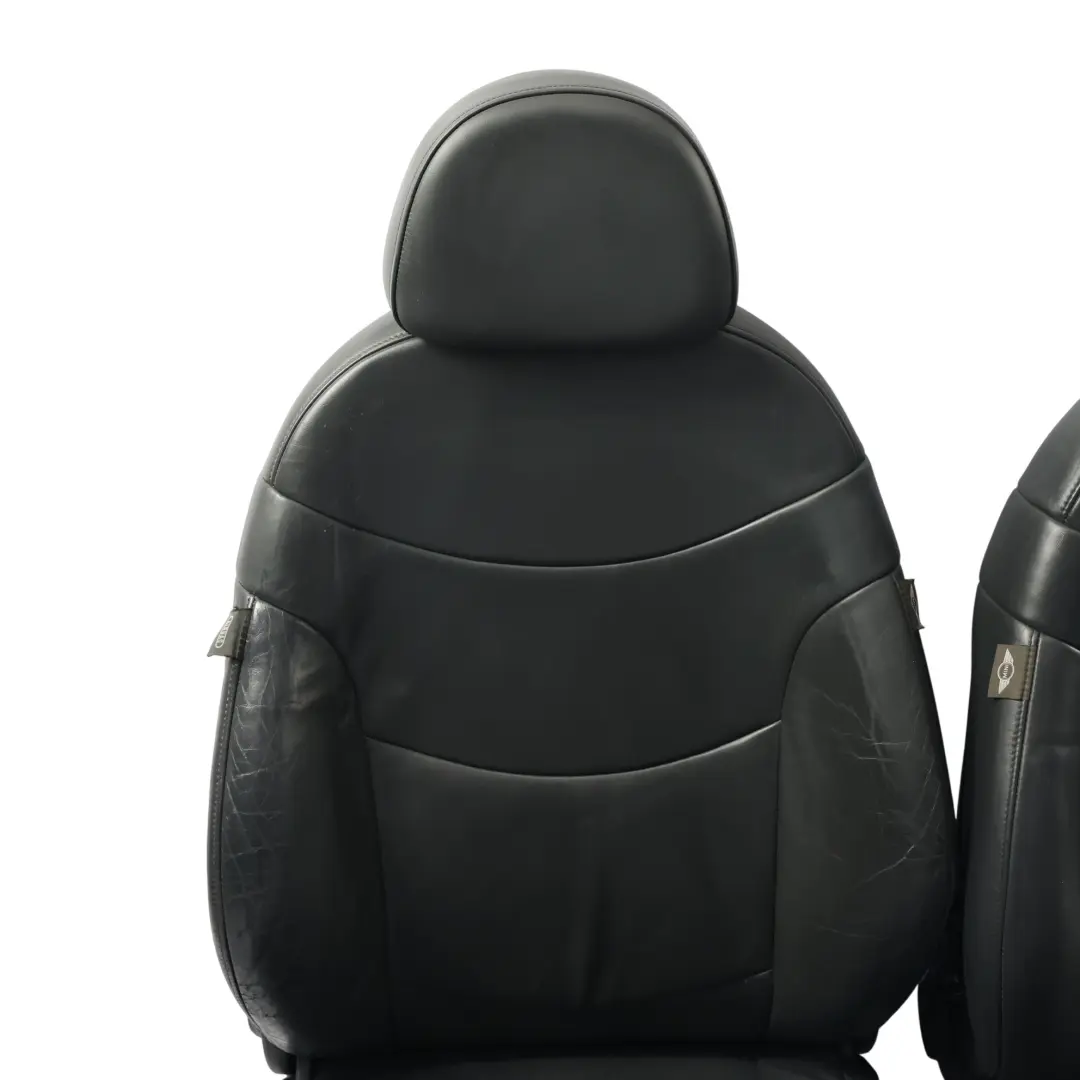 Mini Cooper One R50 R53 Seats Seat Interior Panther Black Leather Gravity SET - SKU R53-SEATS-SET-LEATHER-GRAVITY-PANTHER-T6PN - Part number R53-SEATS-SET-LEATHER-GRAVITY-PANTHER-T6PN