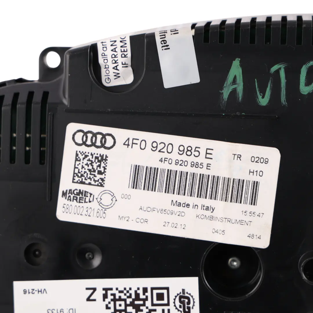 Audi A6 C6 Instrument Cluster Speedometer Clock Diesel Manual - SKU RHD-4F0920985E - Part number 4F0920985E