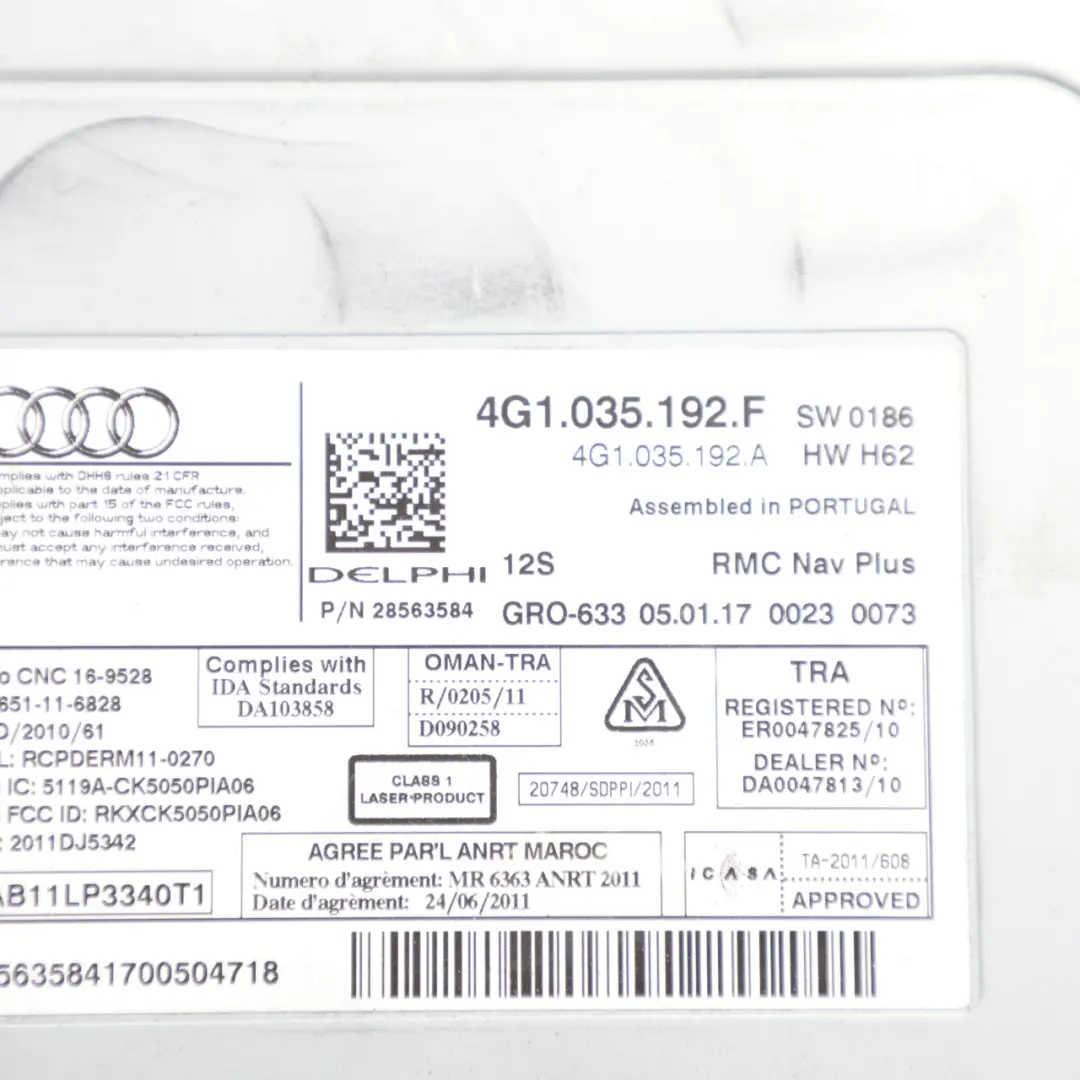 MMI Multimedia Sat Nav Navigation Control Head Unit to Audi A6 C7 with Part number 4G1035192F Audi A6 C7 MMI Multimedia Sat Nav Navigation Control Head Unit - SKU RHD-4G1035192F-2 - Part number 4G1035192F