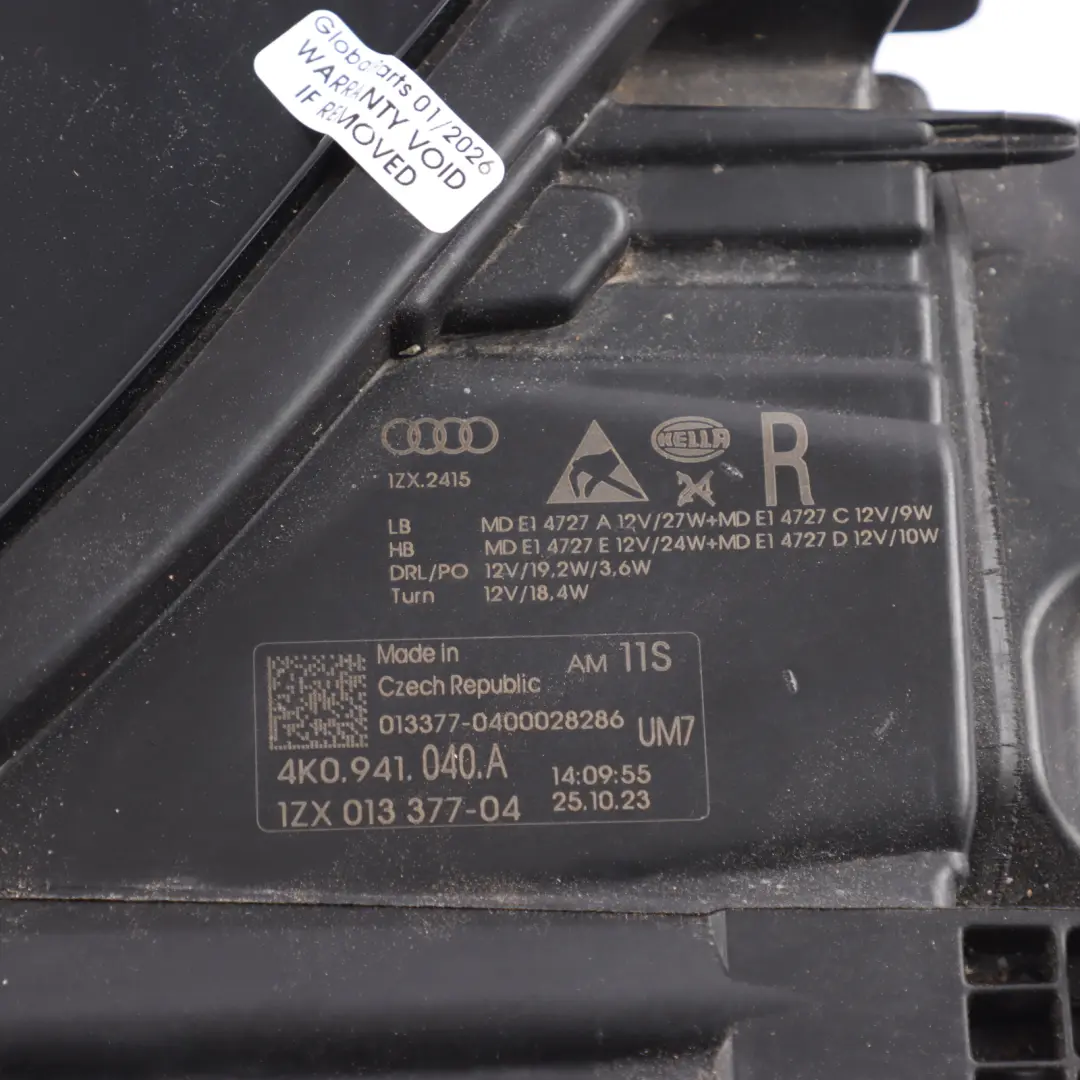 Audi A6 C8 Headlight LED Matrix Headlamp Light Front Right O/S - SKU RHD-4K0941040A - Part number 4K0941040A