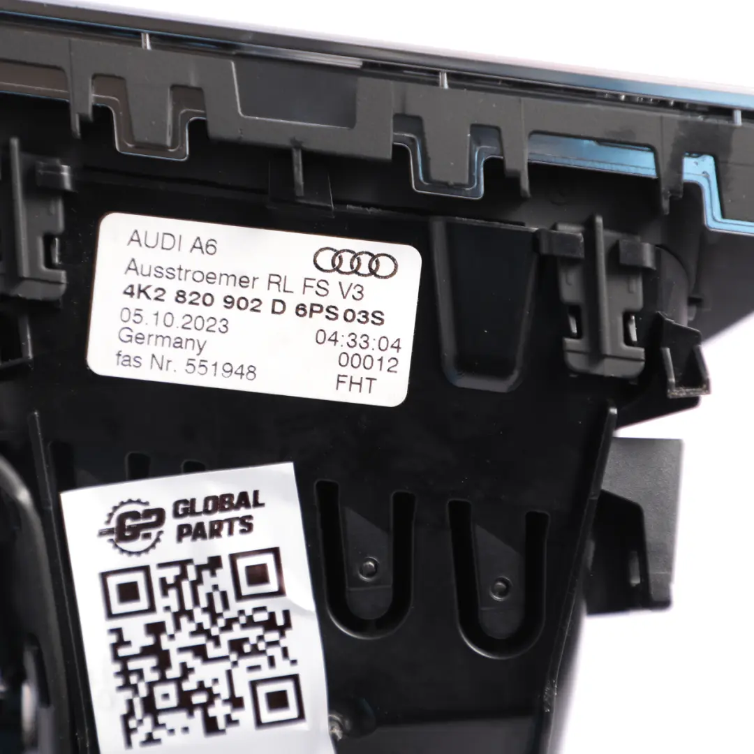 Dashboard Air Vent Duct Grille Panel Trim Right O/S to Audi A6 C8 with Part number 4K2820902D Audi A6 C8 Dashboard Air Vent Duct Grille Panel Trim Right O/S - SKU RHD-4K2820902D - Part number 4K2820902D