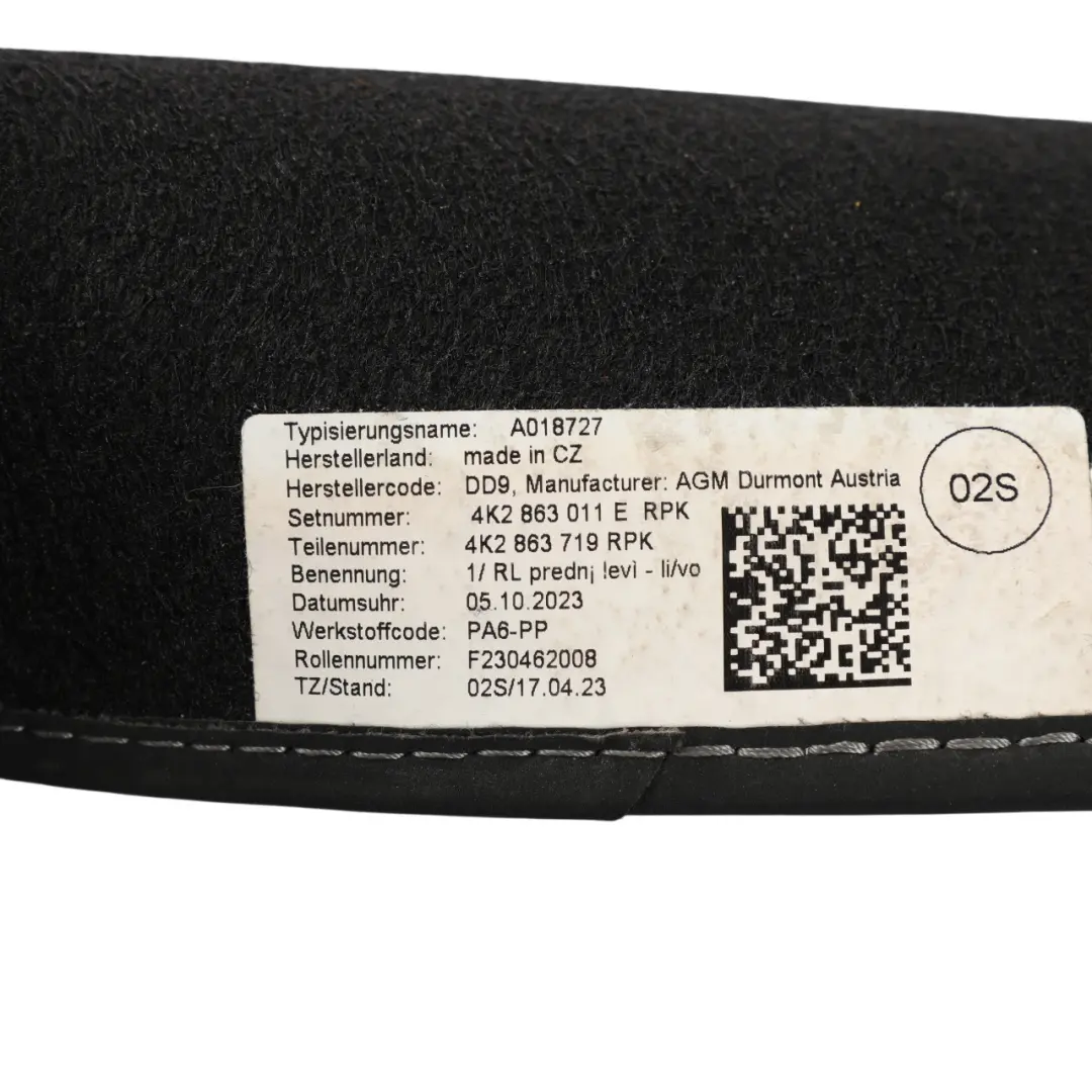 Audi A6 C8 Floor Mats Set Interior Front Rear Carpet Covers Black - SKU RHD-4K2863011E - Part number 4K2863011E