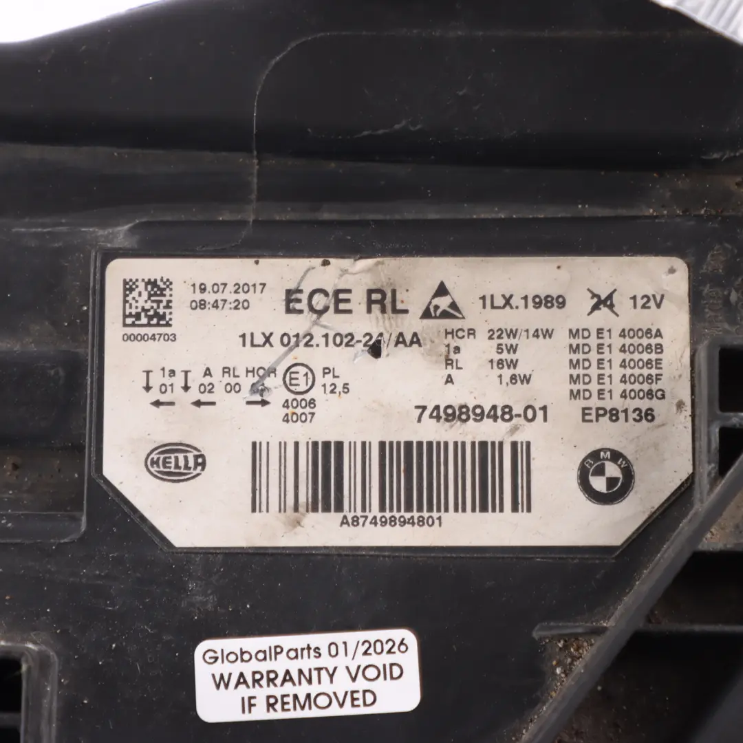 Front Headlight Lamp LED Right O/S Driver's Side to BMW F30 F31 with Part number 7498948 BMW F30 F31 Front Headlight Lamp LED Right O/S Driver's Side - SKU RHD-7498948 - Part number 7498948