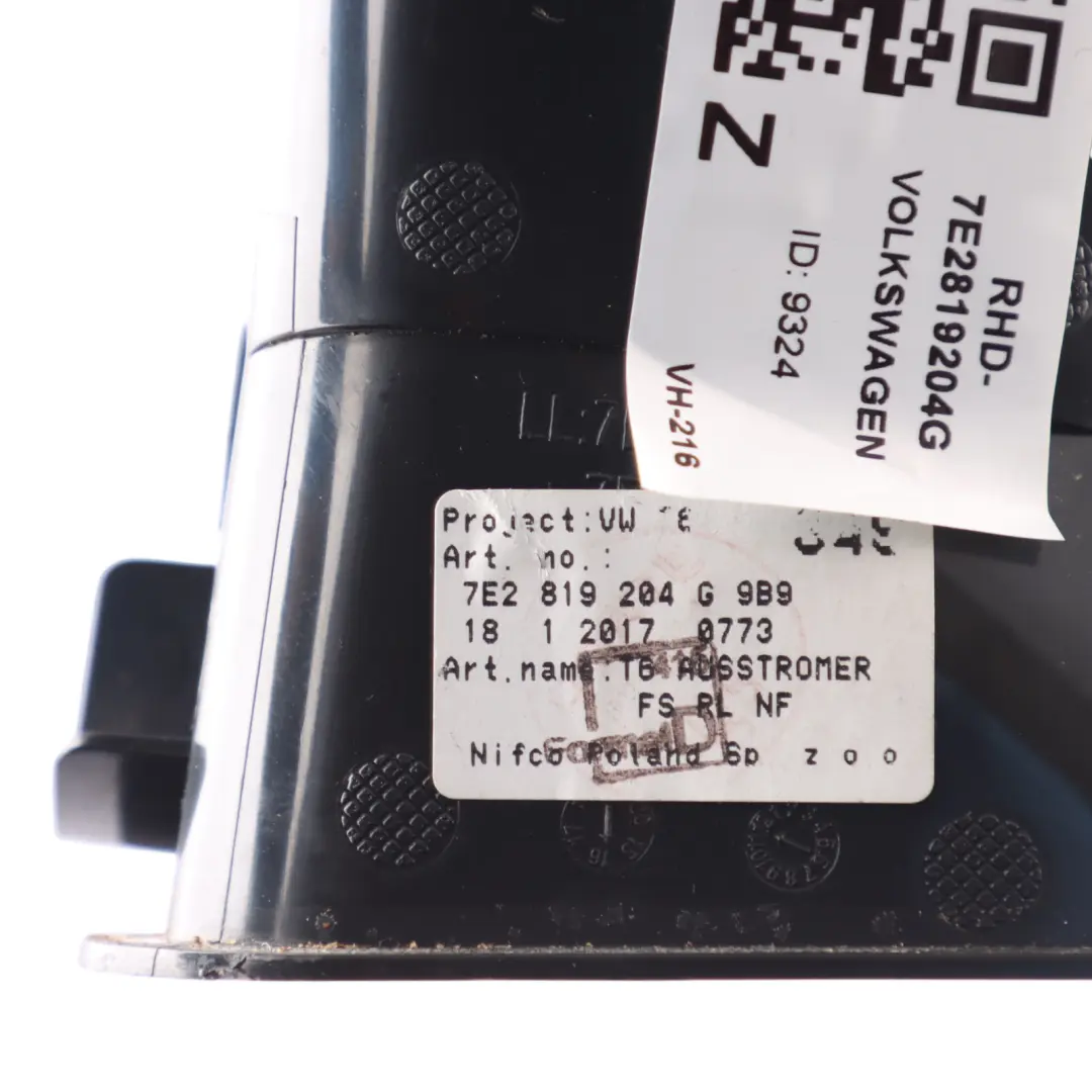 Dashboard Air Vent Grille Front Right O/S to Volkswagen Transporter T6 with Part number 7E2819204G Volkswagen Transporter T6 Dashboard Air Vent Grille Front Right O/S - SKU RHD-7E2819204G - Part number 7E2819204G