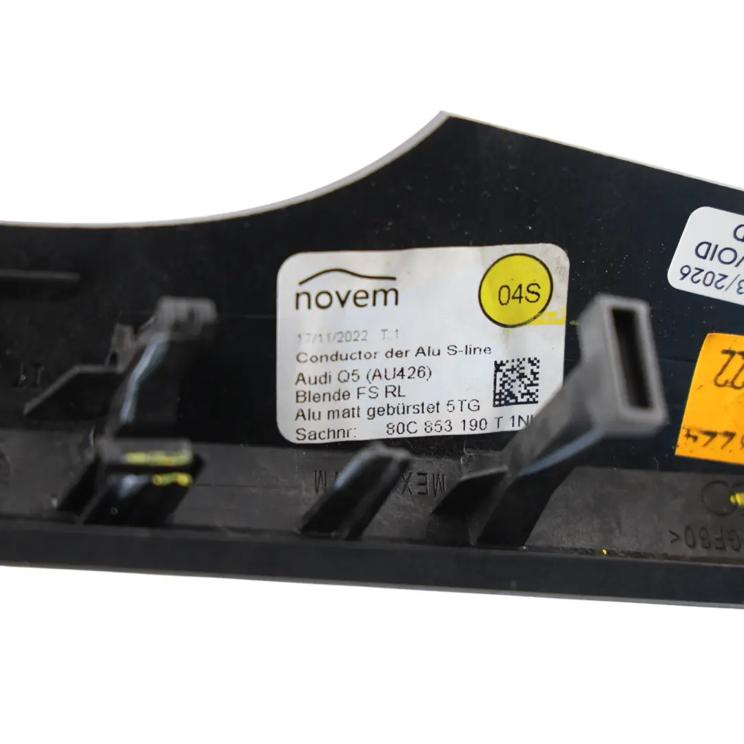 Trim Dashboard Silver Brushed Aluminium Right O/S to Audi Q5 FY Cover with Part number 80C853190T Audi Q5 FY Cover Trim Dashboard Silver Brushed Aluminium Right O/S - SKU RHD-80C853190T - Part number 80C853190T