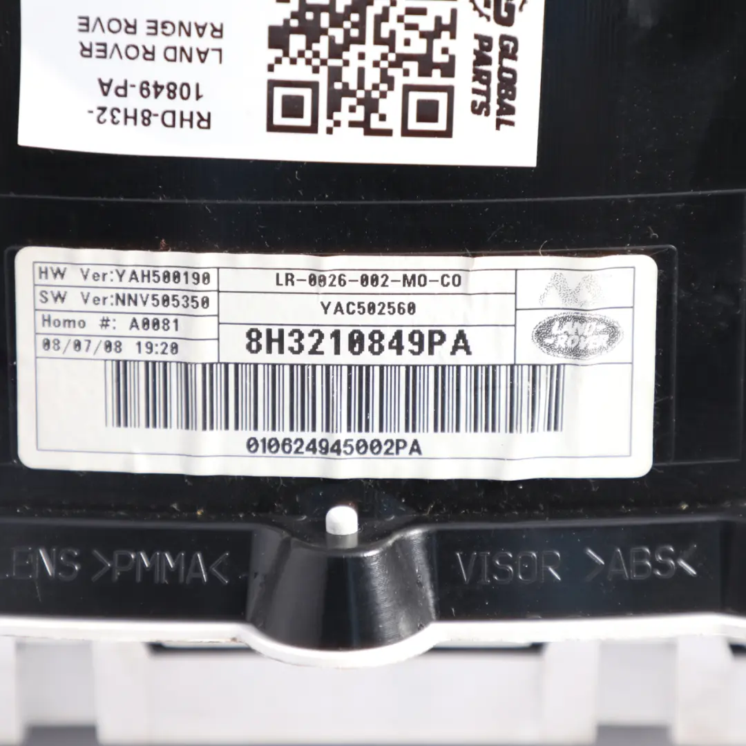 Instrument Cluster Clocks Diesel Automatic YAC502560 to Range Rover Sport L320 with Part number 8H32-10849-PA Range Rover Sport L320 Instrument Cluster Clocks Diesel Automatic YAC502560 - SKU RHD-8H32-10849-PA - Part number 8H32-10849-PA