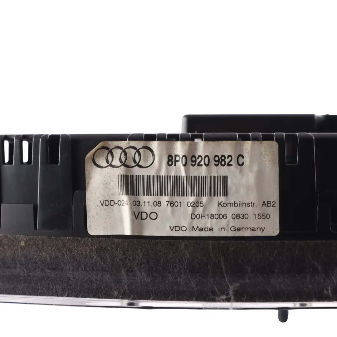 Audi A3 8P Diesel Instrument Cluster Speedo Clocks Automatic - SKU RHD-8P0920982C-1 - Part number 8P0920982C