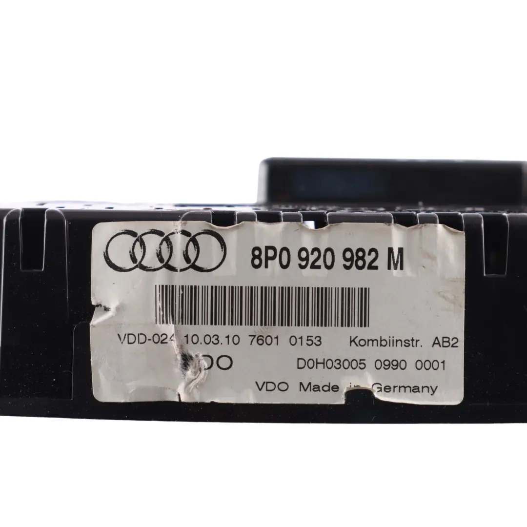 Instrument Cluster Petrol Speedo Clocks Meter Automatic to Audi A3 8P with Part number 8P0920982M Audi A3 8P Instrument Cluster Petrol Speedo Clocks Meter Automatic - SKU RHD-8P0920982M-1 - Part number 8P0920982M