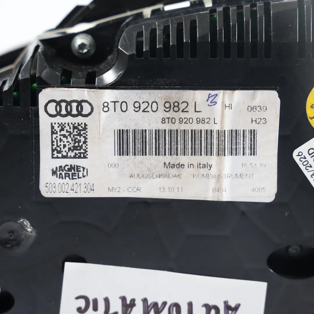 Instrument Cluster Speedo Meter Clocks Automatic Diesel to Audi A5 8T with Part number 8T0920982L Audi A5 8T Instrument Cluster Speedo Meter Clocks Automatic Diesel - SKU RHD-8T0920982L - Part number 8T0920982L