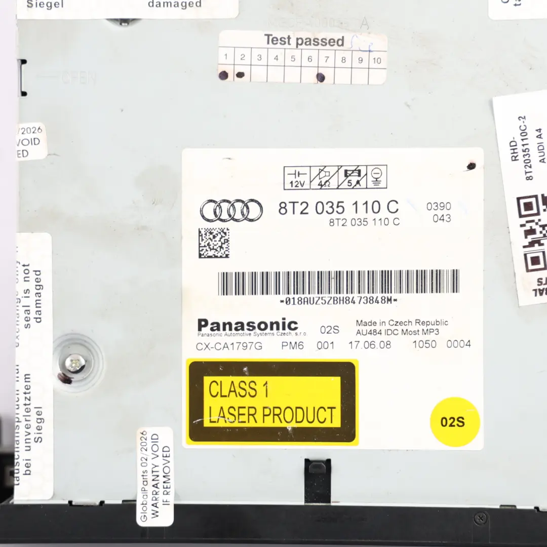 Audi A4 B8 CD Changer Player Reader System ESP PDC Switch - SKU RHD-8T2035110C-2 - Part number 8T2035110C