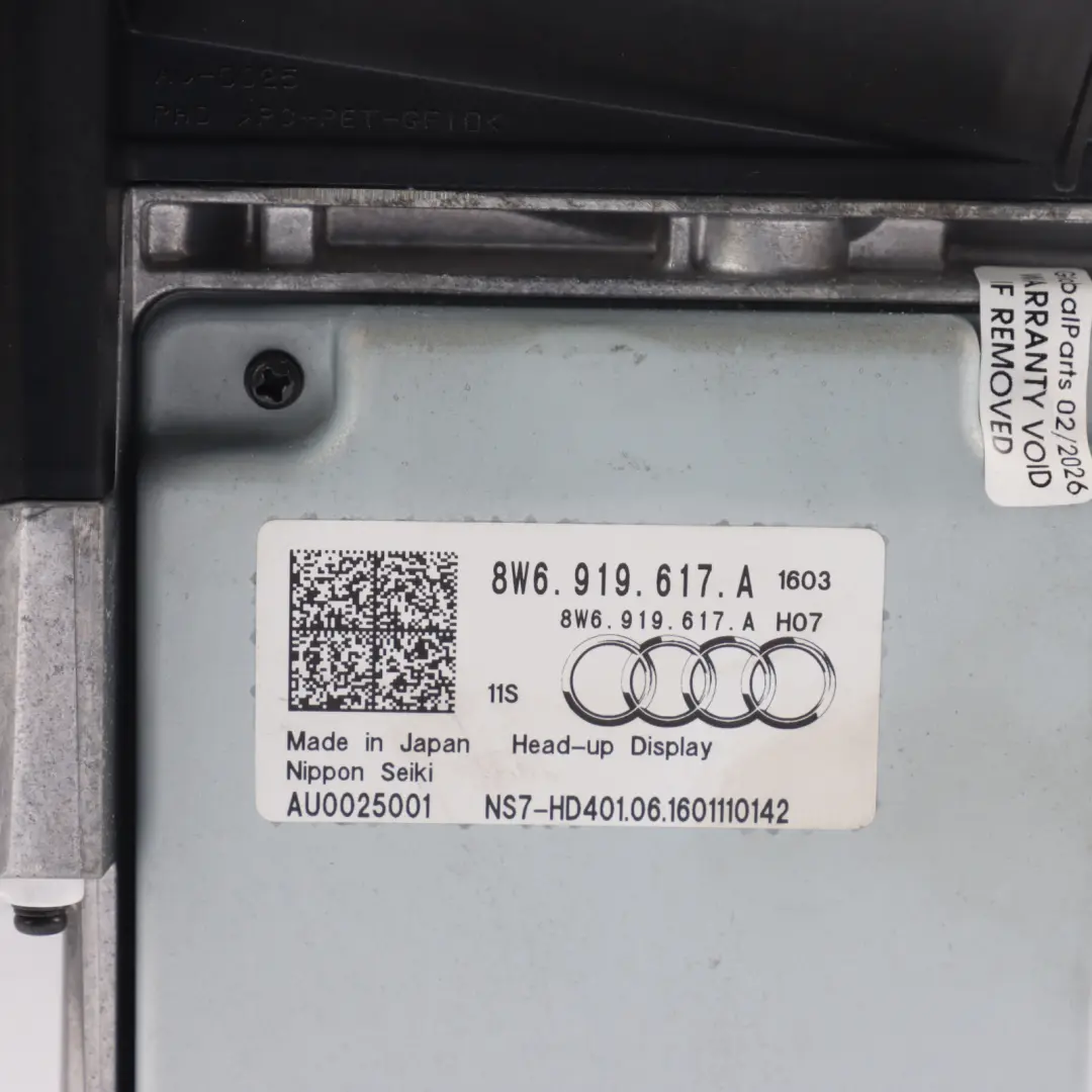 Audi A5 S5 F5 Head Up Display Hud Project Screen Control Unit Module - SKU RHD-8W6919617A - Part number 8W6919617A