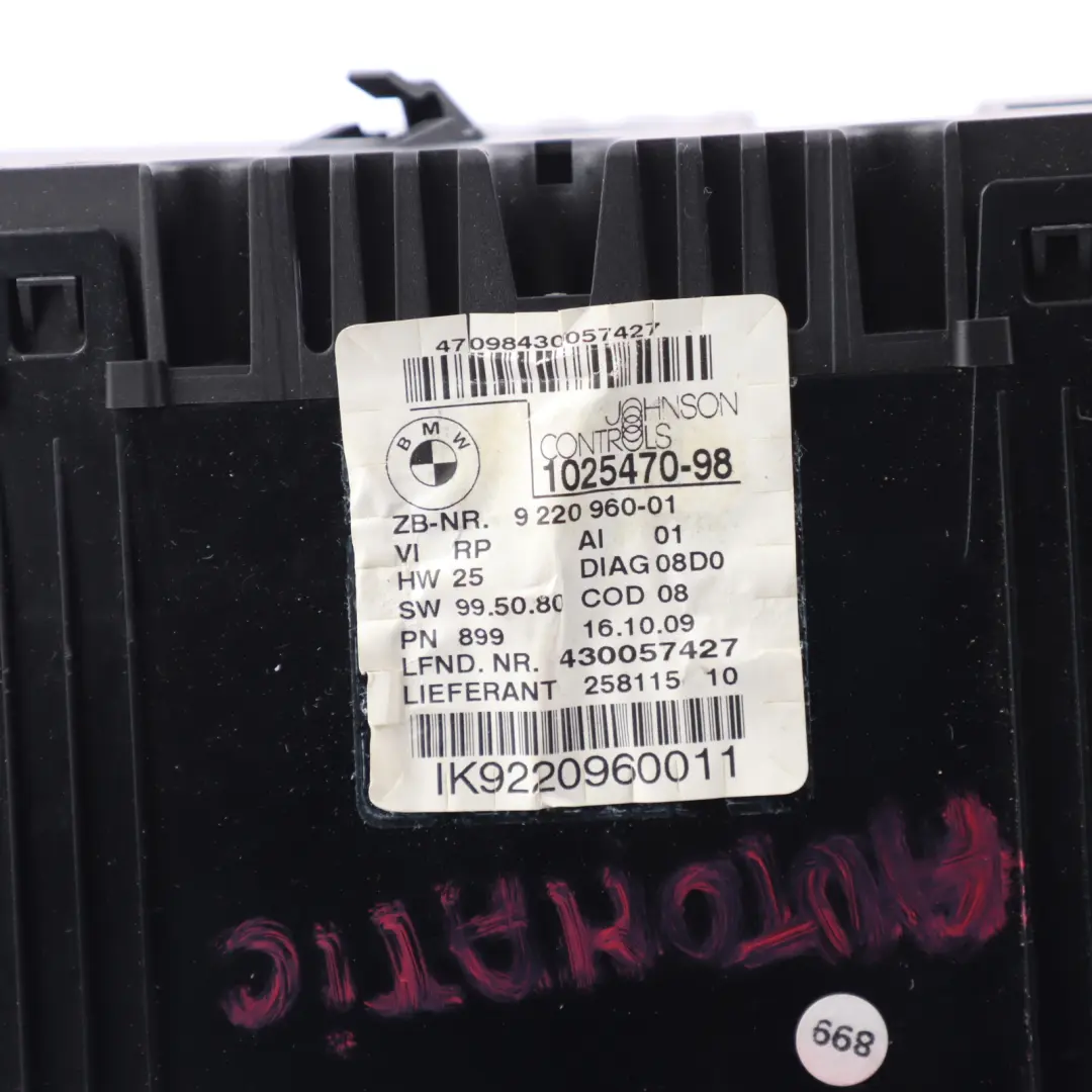 Instrument Cluster Speedo Clocks Petrol Automatic to BMW E90 E91 E92 E93 with Part number 9220960 BMW E90 E91 E92 E93 Instrument Cluster Speedo Clocks Petrol Automatic - SKU RHD-9220960-1 - Part number 9220960