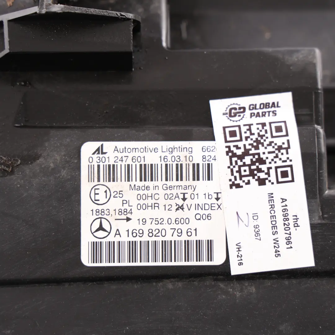 Mercedes-Benz B-Class W245 Headlight Headlamp Lamp Front Left N/S to with Part number A1698207961 Mercedes-Benz B-Class W245 Headlight Headlamp Lamp Front Left N/S - SKU rhd-A1698207961 - Part number A1698207961