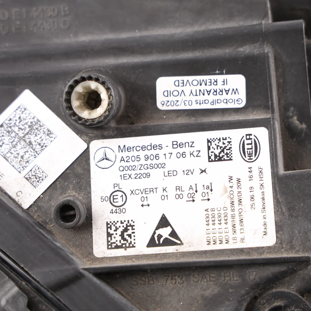 Mercedes W205 Headllight Headlamp Multibeam LED Left N/S - SKU RHD-A2059061706-1 - Part number A2059061706