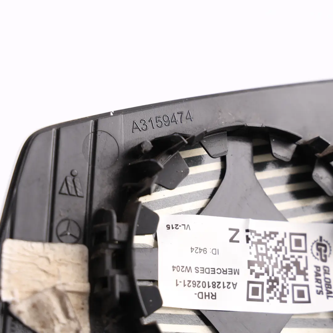 Mercedes W204 W212 Door Wing Mirror Glass Auto Dip Right O/S - SKU RHD-A2128102621-1 - Part number A2128102621