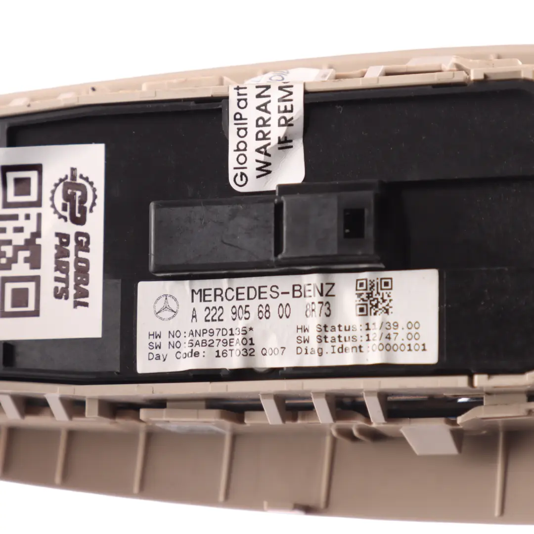 Mercedes S205 Driver Window Switch Block Front Right O/S - SKU RHD-A2229056800-2 - Part number A2229056800