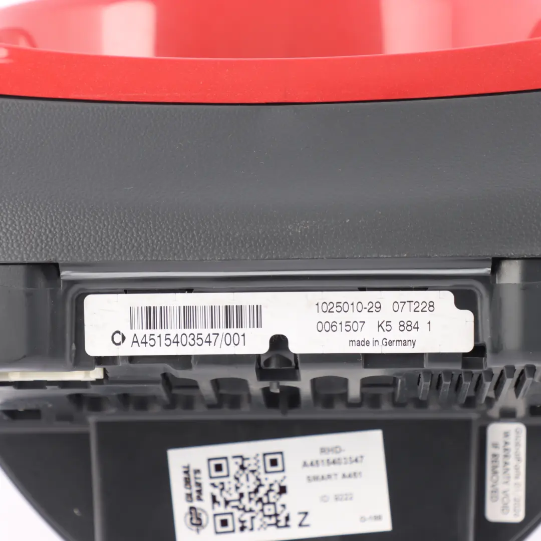 A451 Instrument Cluster Speedo Clocks Meter Automatic Petrol to Smart with Part number A4515403547 Smart A451 Instrument Cluster Speedo Clocks Meter Automatic Petrol - SKU RHD-A4515403547 - Part number A4515403547