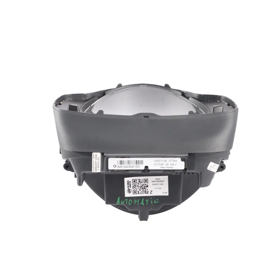 C451 Instrument Cluster Speedo Clocks Meter Automatic Petrol to Smart with Part number A4515404047 Smart C451 Instrument Cluster Speedo Clocks Meter Automatic Petrol - SKU RHD-A4515404047 - Part number A4515404047