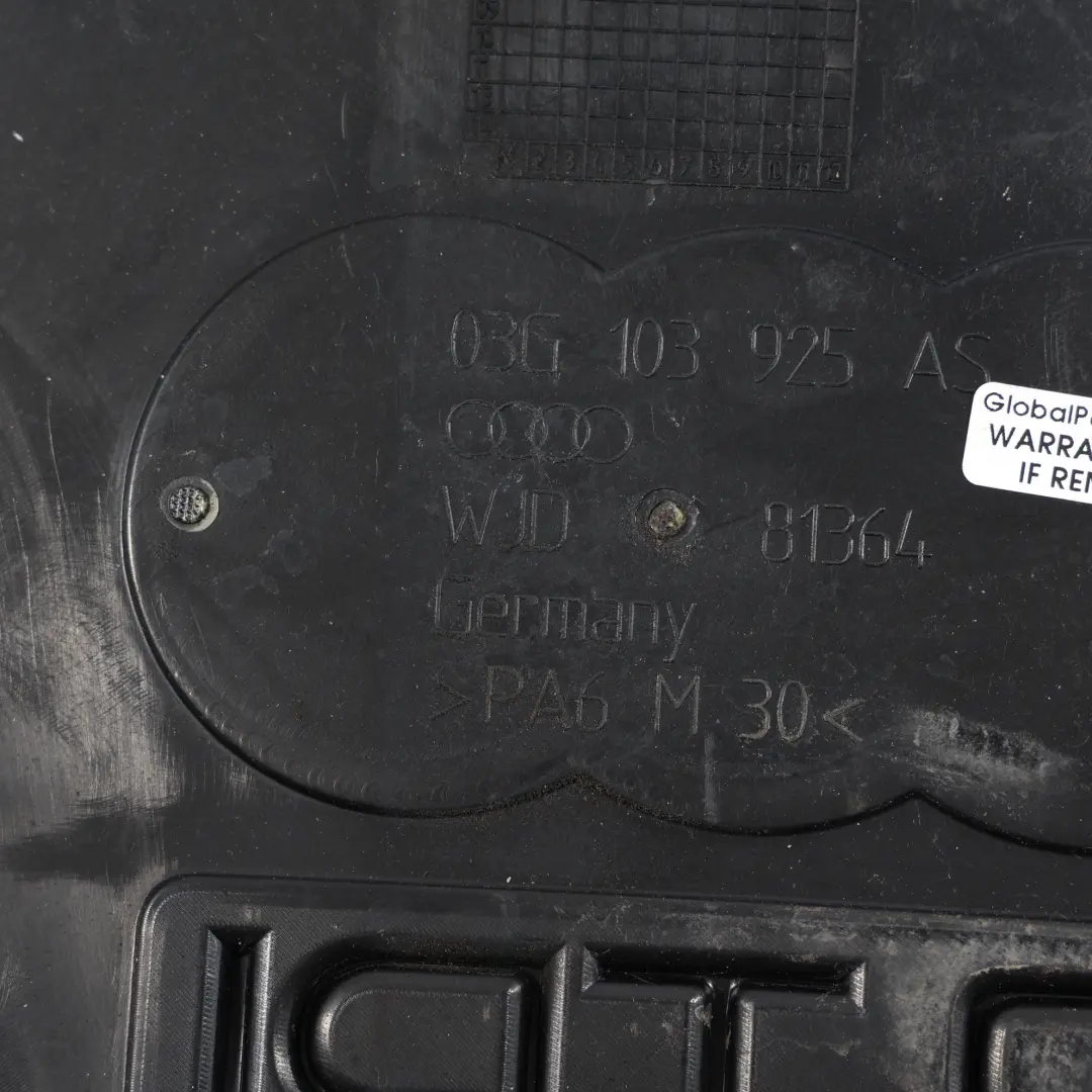  Tapa Motor Audi A4 B7 2.0 TDI Diesel Aislamiento Negro Tapa Superior - SKU 03G103925AS - Número de pieza 03G103925AS