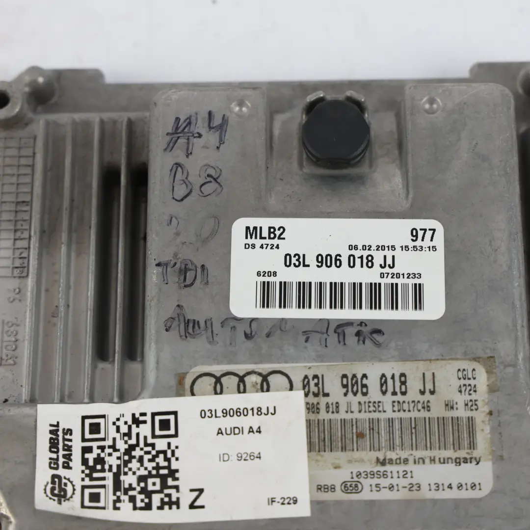 Audi A4 B8 A5 8T 2.0 TDI 177HP Engine Control Module ECU Automatic - SKU 03L906018JJ - Part number 03L906018JJ