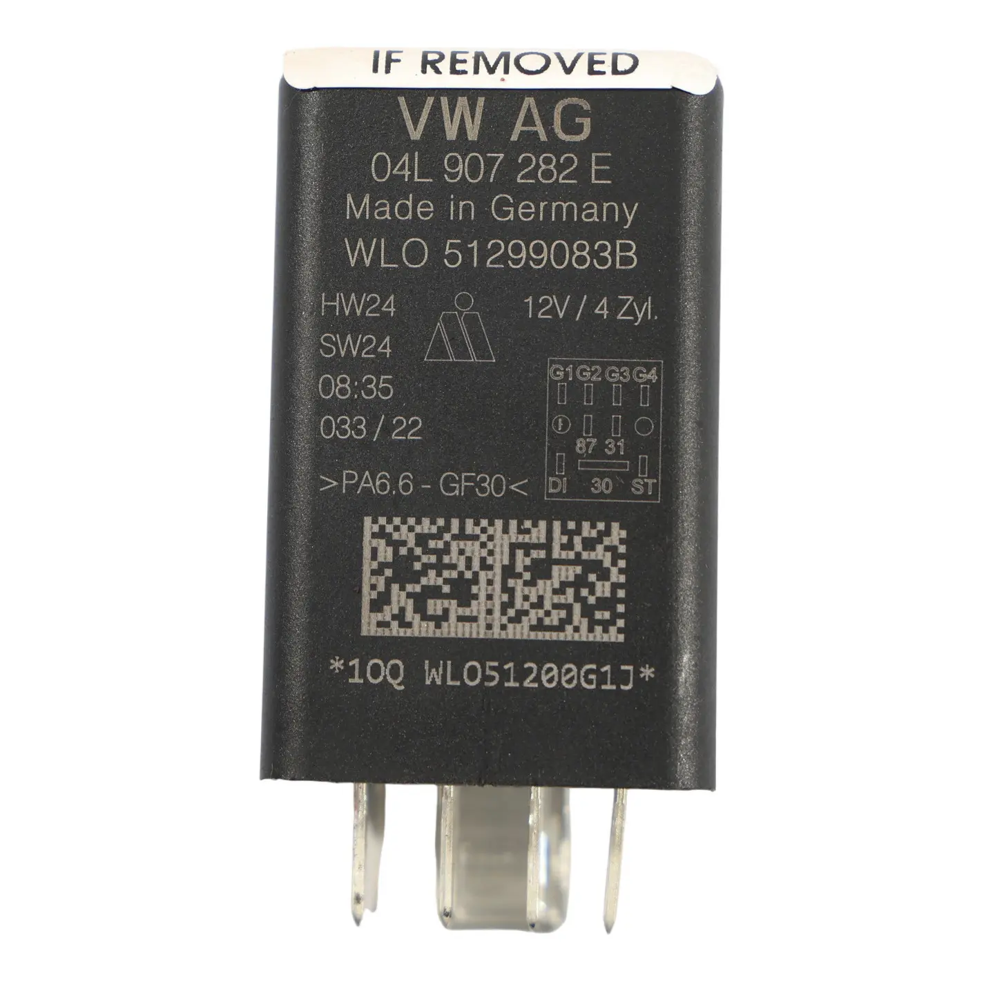 Audi VW Passat B8 Relè Candelette 543 9 Pin 12V Nero 04L907282B