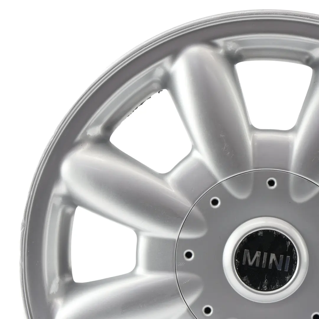 Argento Cerchio in lega 15" 5,5J ET:45 a 8 razze 82 per Mini Cooper One R50 R52 con numero di parte 1512347 Mini Cooper One R50 R52 Argento Cerchio in lega 15" 5,5J ET:45 a 8 razze 82 - SKU 1512347-1 - Numero di parte 1512347