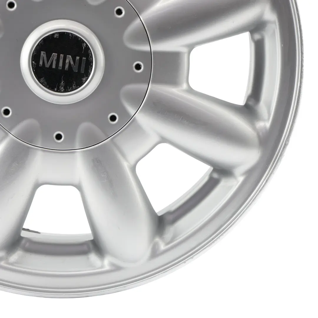 Argento Cerchio in lega 15" 5,5J ET:45 a 8 razze 82 per Mini Cooper One R50 R52 con numero di parte 1512347 Mini Cooper One R50 R52 Argento Cerchio in lega 15" 5,5J ET:45 a 8 razze 82 - SKU 1512347-1 - Numero di parte 1512347