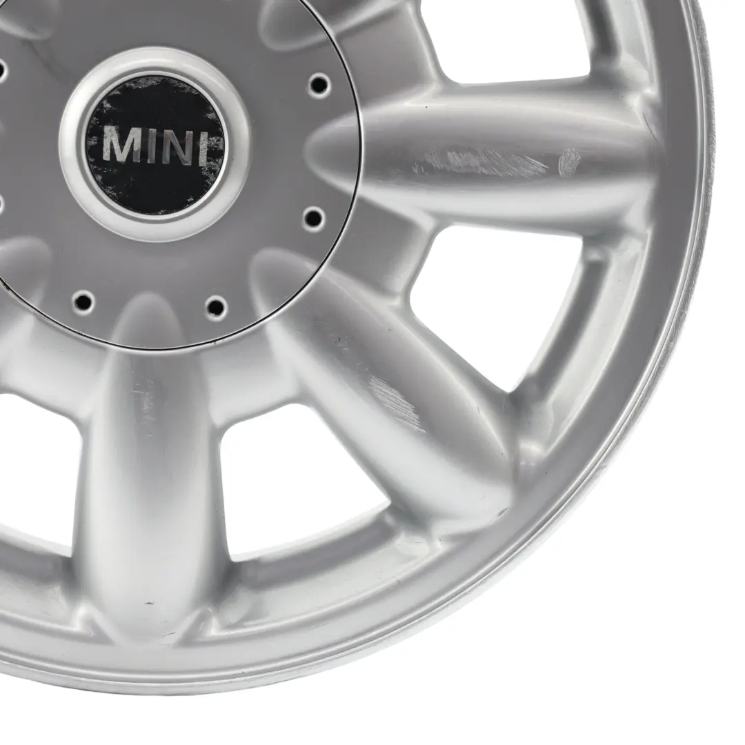 Silber Alu Felge 15" 5,5J ET:45 8-Speiche 82 für Mini Cooper One R50 R52 mit Teilenummer 1512347 Mini Cooper One R50 R52 Silber Alu Felge 15" 5,5J ET:45 8-Speiche 82 - SKU 1512347-2 - Teilenummer 1512347