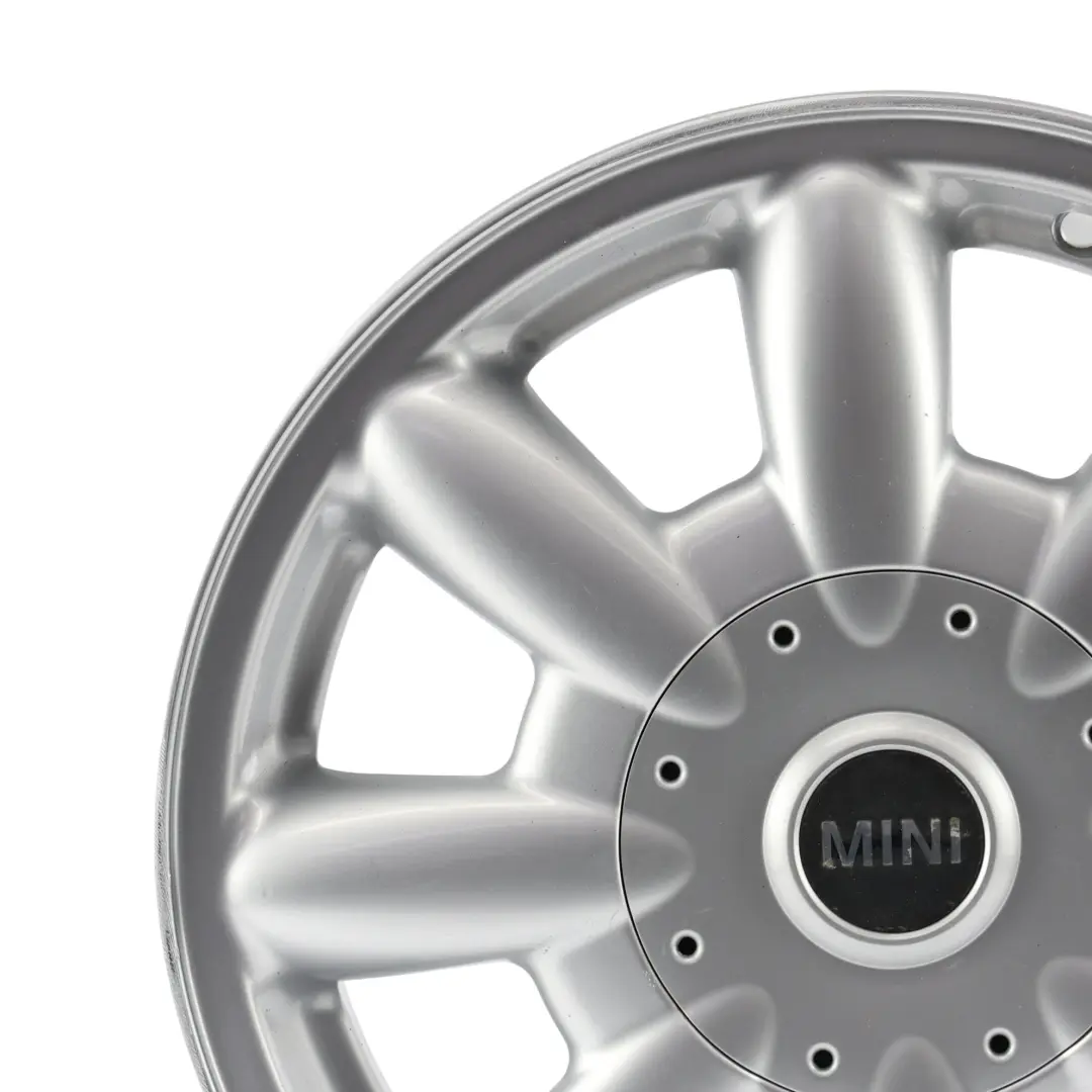 Silber Alu Felge 15" 5,5J ET:45 8-Speiche 82 für BMW Mini Cooper One R50 R52 mit Teilenummer 1512347 BMW Mini Cooper One R50 R52 Silber Alu Felge 15" 5,5J ET:45 8-Speiche 82 - SKU 1512347-3 - Teilenummer 1512347