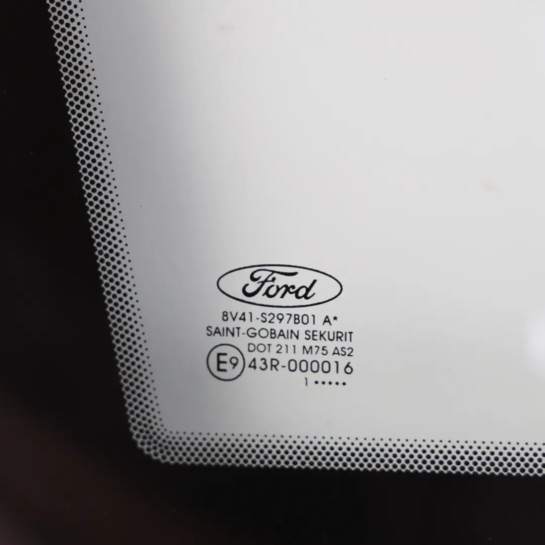 Mk1 Door Quarter Window Glass AS2 Rear Left N/S 8V41-S297B01-AE to Ford Kuga with Part number 1737577 Ford Kuga Mk1 Door Quarter Window Glass AS2 Rear Left N/S 8V41-S297B01-AE - SKU 1737577 - Part number 1737577