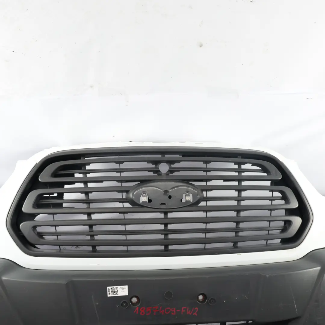 Mk8 Front Bumper Grille Upper Air Cover Trim Panel Frozen White Z2 to Ford Transit with Part number 1857409-FW2 Ford Transit Mk8 Front Bumper Grille Upper Air Cover Trim Panel Frozen White Z2 - SKU 1857409-FW2 - Part number 1857409-FW2