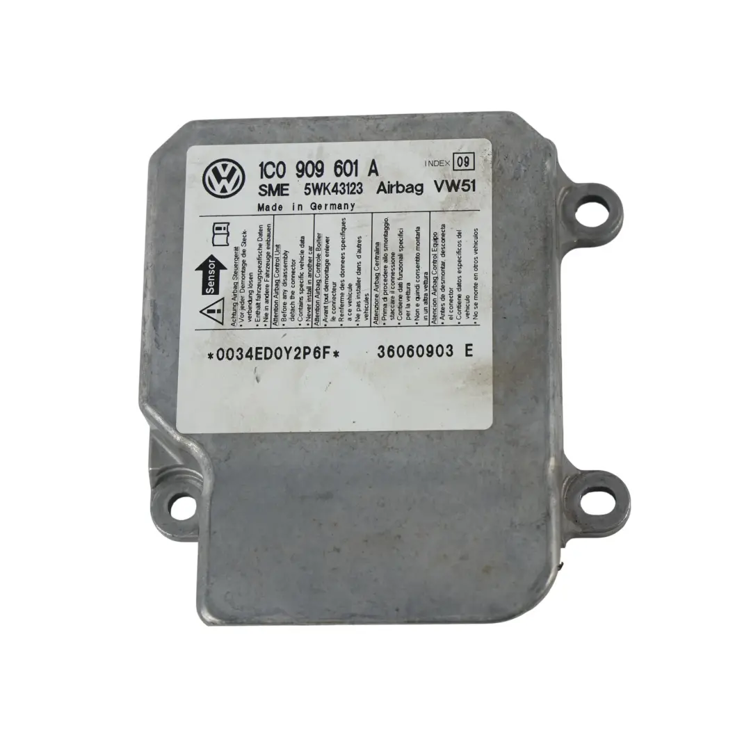 Mk1 6Y VW Passat B5 Moduł Sterownika Poduszek ECU do Skoda Fabia o numerze 1C0909601A Skoda Fabia Mk1 6Y VW Passat B5 Moduł Sterownika Poduszek ECU - SKU 1C0909601A - Numer Części 1C0909601A