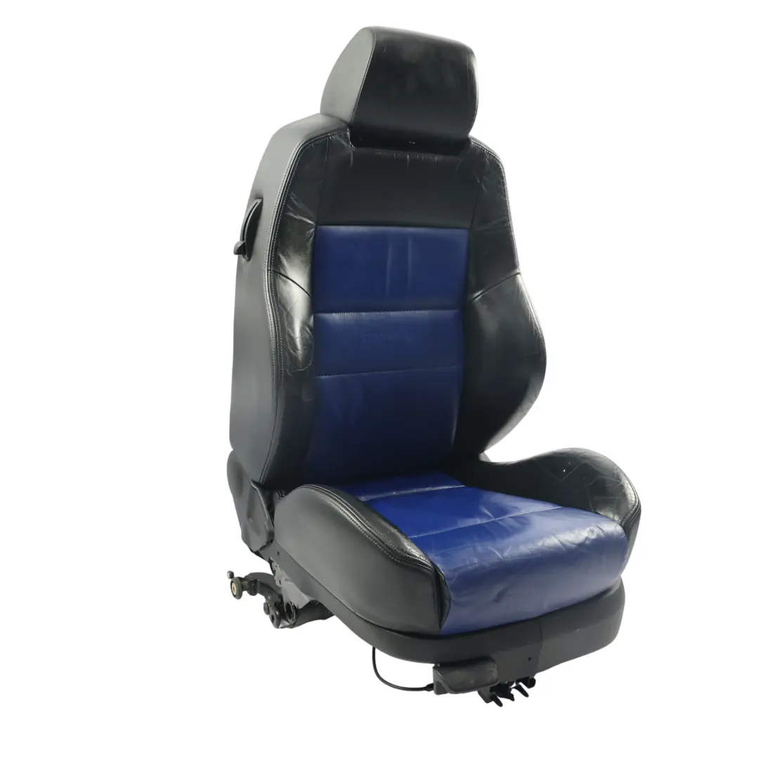 Mk4 Front Seat Sport Recaro Leather Black Blue Left N/S to Volkswagen Golf GTI with Part number 1J0881805EQ Volkswagen Golf GTI Mk4 Front Seat Sport Recaro Leather Black Blue Left N/S - SKU 1J0881805EQ-1 - Part number 1J0881805EQ
