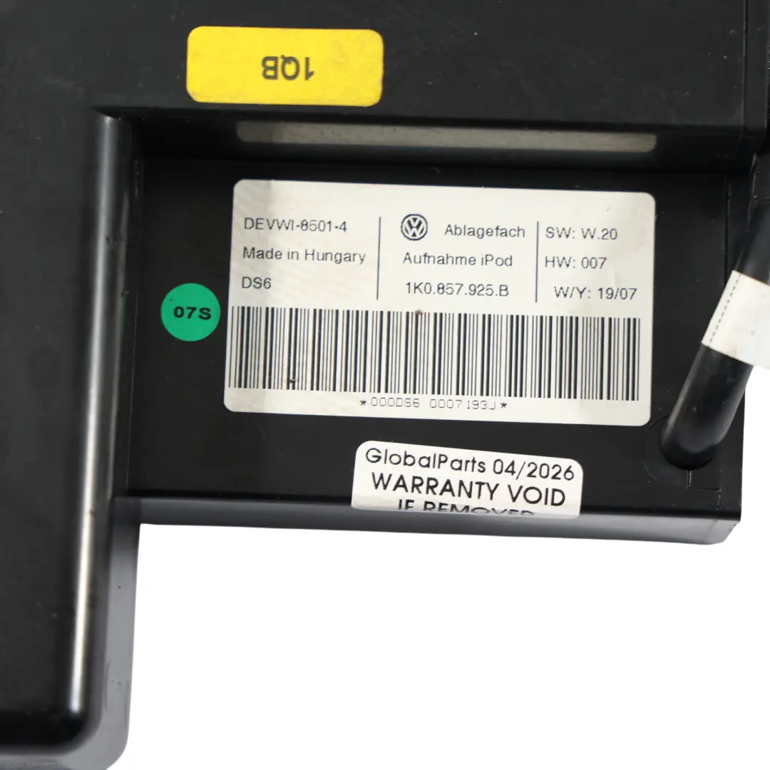 Volkswagen Golf Mk5 Schowek Podstawka Moduł Gniazdo iPod - SKU 1K0857925D - Numer Części 1K0857925D